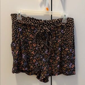 American Eagle Outfitters Floral Print Shorts - Black, Purple, Orange